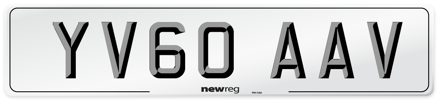 YV60 AAV Number Plate from New Reg